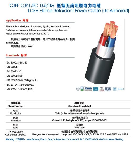 (CJPJ、CJPF)SC（船用低煙無鹵阻燃電力電纜）