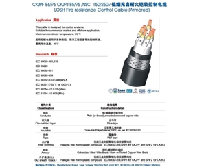 (CKJPJ(85、95)、CKJPF(86、96))SC（船用低煙無鹵阻燃耐火鎧裝控制電纜）
