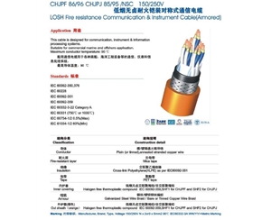 (CHJPJ(85、95)、CHJPF(86、96))NSC（船用低煙無鹵阻燃耐火鎧裝對稱式通信電纜）